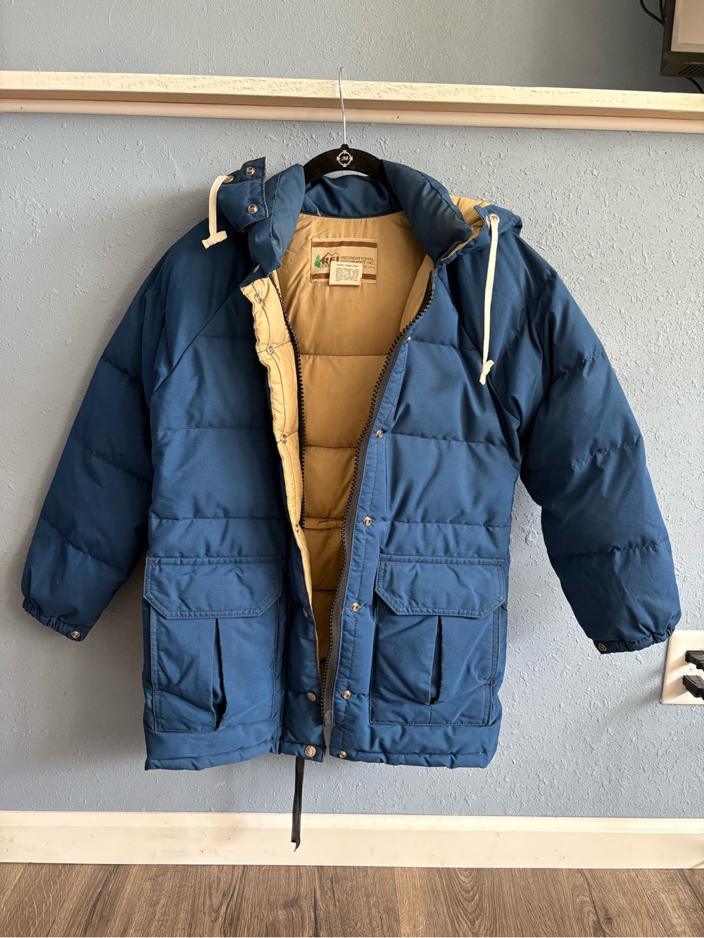 VTG 1978 REI Goose Down Blue Puffer Parka Women’s Jacket with Hood- Small